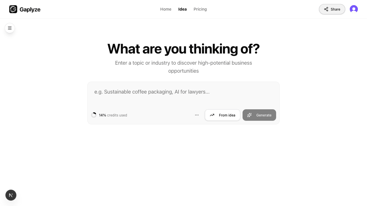 Gaplyze dashboard overview
