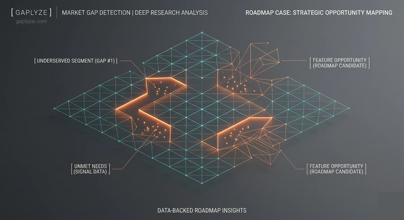 Market gap analysis showing underserved segments and opportunities