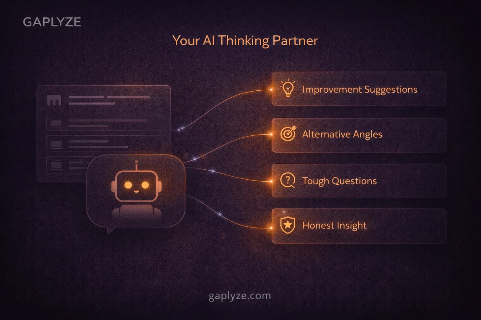 AI suggestions interface showing improvement ideas and alternative angles