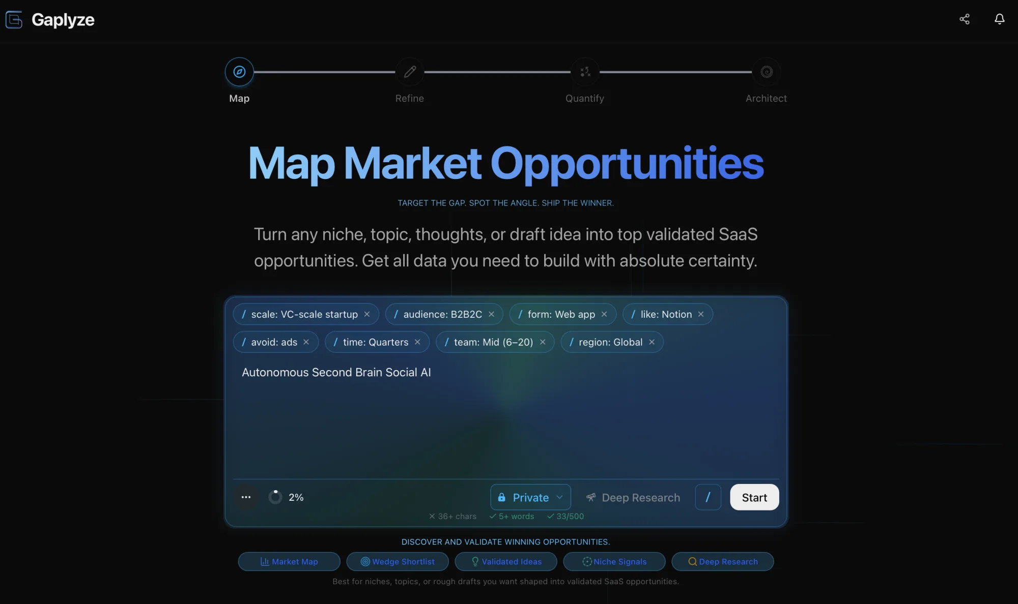 Map Market Opportunities — Dashboard · Generate